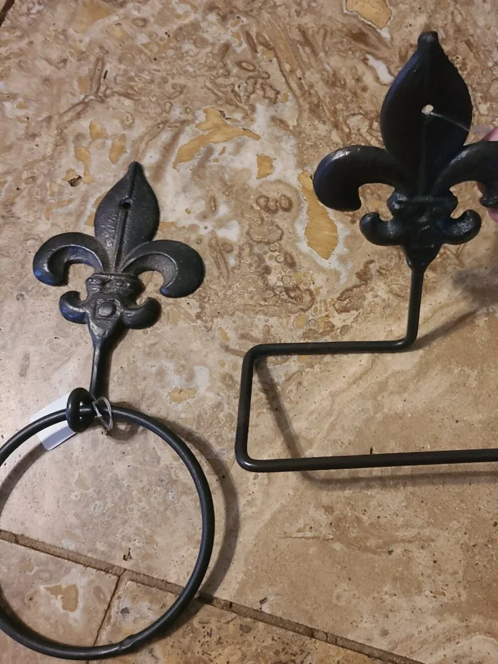 Fleur de Lis Iron Toilet Paper Holder & Towel Holder Ring New Orleans Decor